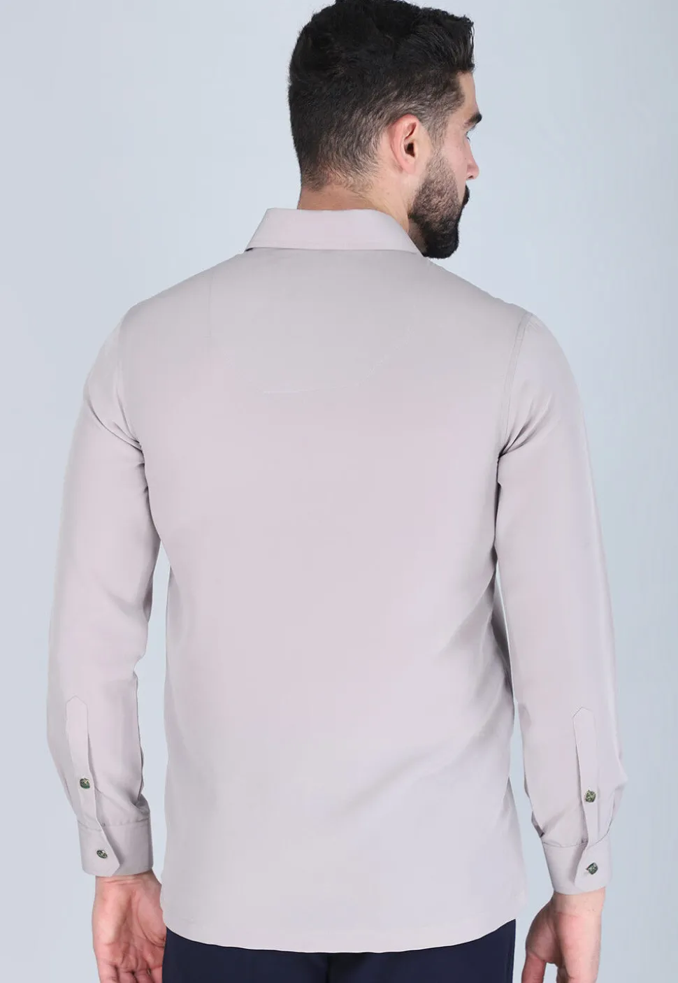 Hand Embroidered Polyester Shirt in Light Purple