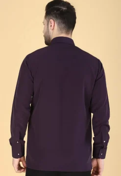 Hand Embroidered Polyester Shirt in Violet
