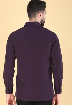 Hand Embroidered Polyester Shirt in Violet