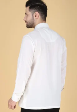 Hand Embroidered Polyester Shirt in White