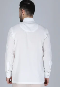 Hand Embroidered Polyester Shirt in White