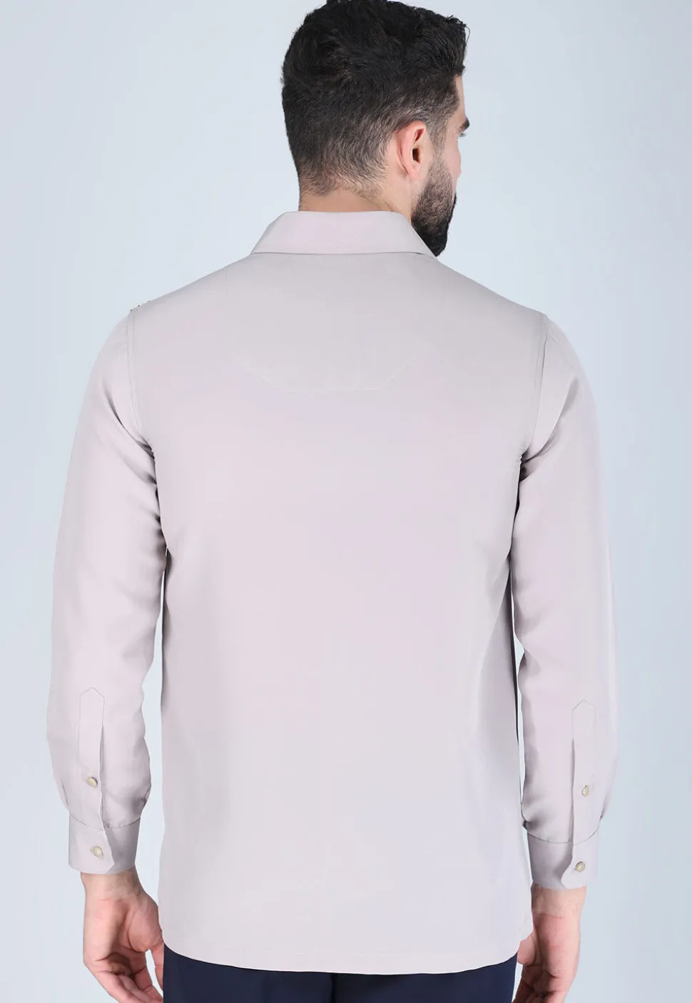 Hand Embroidered Polyester Shirt in Light Purple