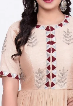 Hand Embroidered Raw Silk Tunic Sharara Set in Off White