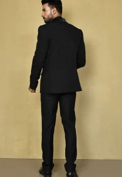 Hand Embroidered Terry Rayon Tuxedo in Black