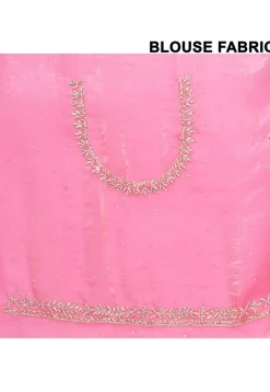 Hand Embroidered Tissue Silk Saree in Pink