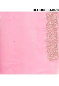 Hand Embroidered Tissue Silk Saree in Pink