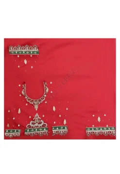 Hand Embroidered Velvet Lehenga in Red