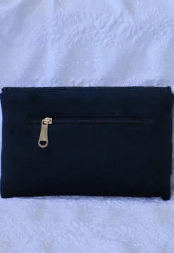 Hand Embroidered Velvet Sling Bag in Black
