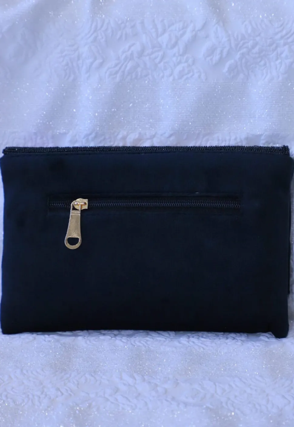 Hand Embroidered Velvet Sling Bag in Black