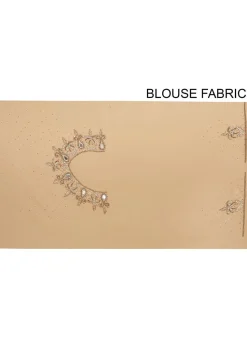 Hand Embroidered Viscose Georgette Saree in Beige