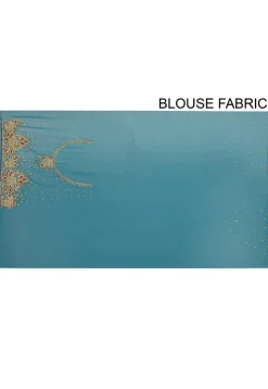 Hand Embroidered Viscose Georgette Saree in Teal Blue