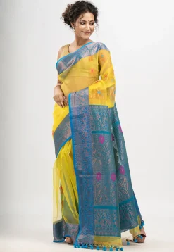 Handloom Art Silk Saree in Yellow