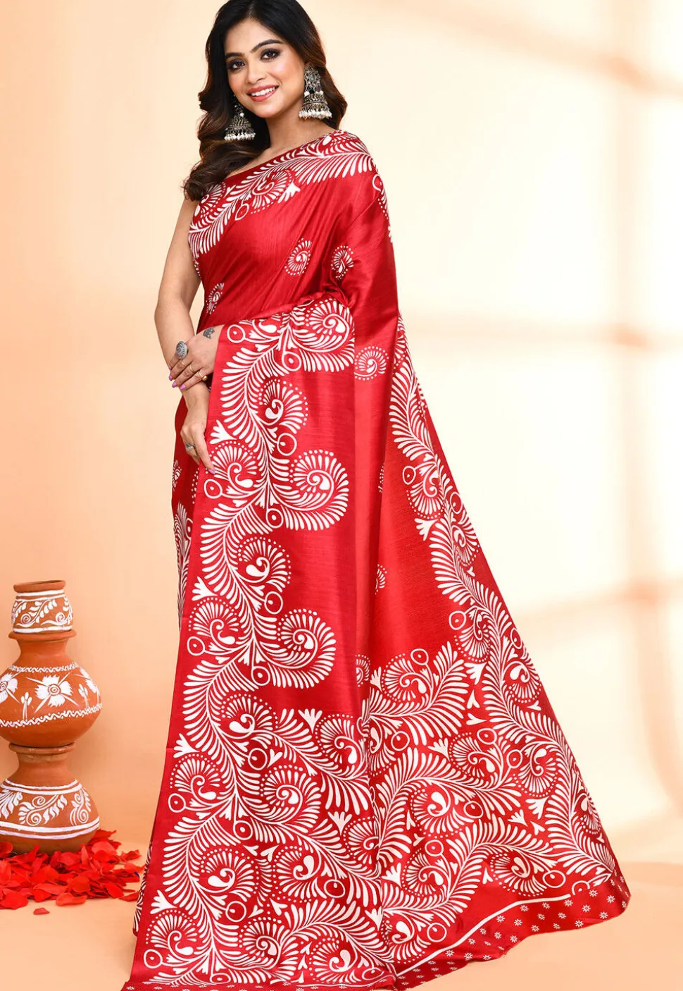 Handloom Art Silk Saree in Maroon