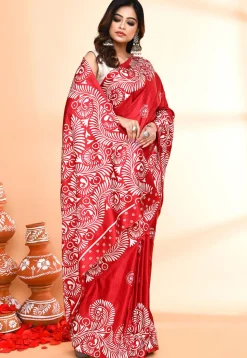Handloom Art Silk Saree in Maroon