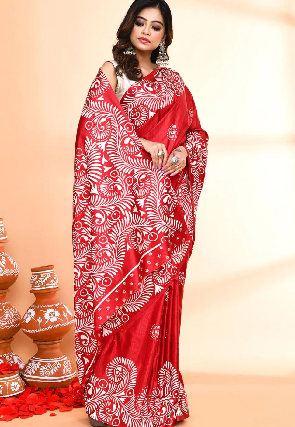 Handloom Art Silk Saree in Maroon