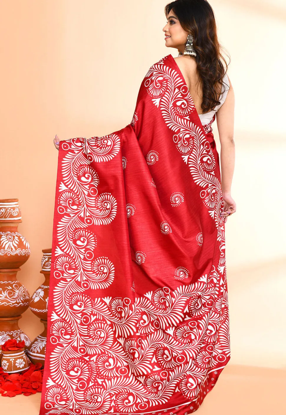 Handloom Art Silk Saree in Maroon