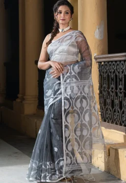 Handloom Art Silk Saree in Grey