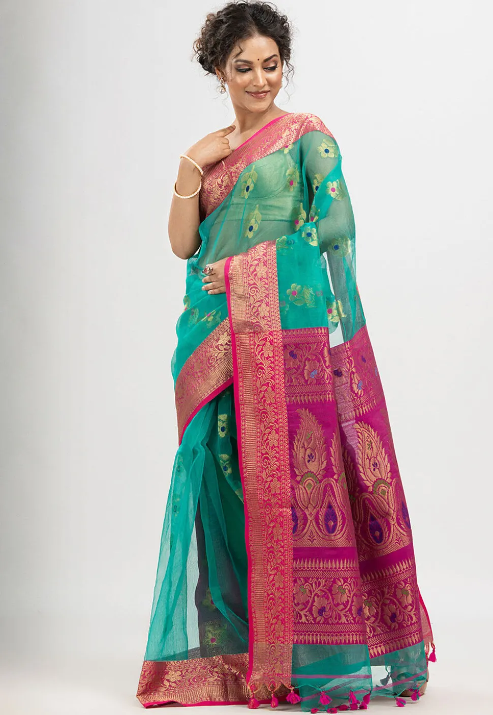 Handloom Art Silk Saree in Sea Green