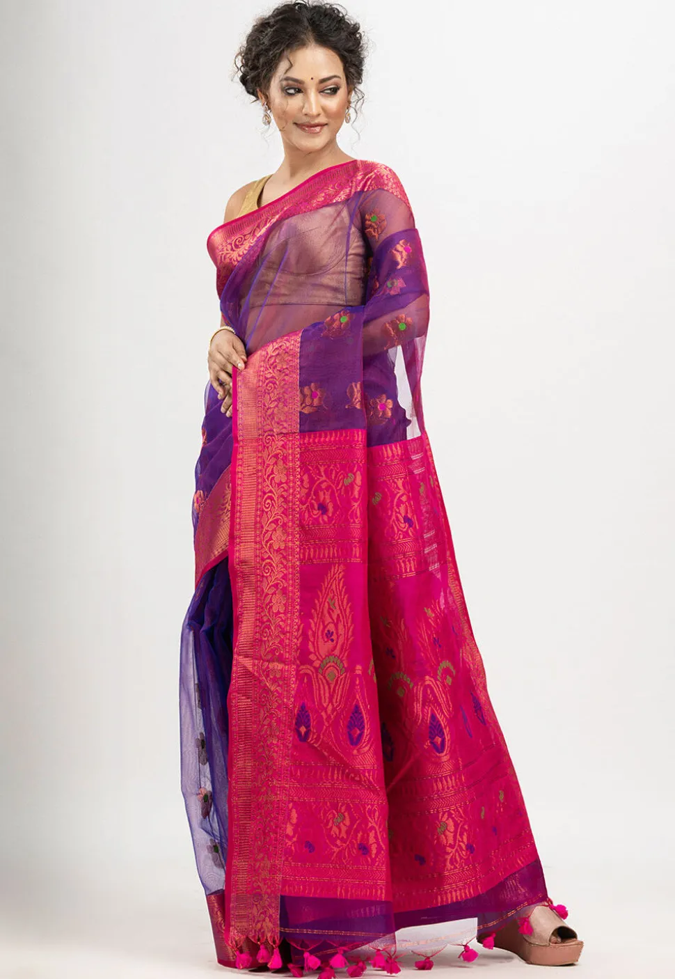 Handloom Art Silk Saree in Purple