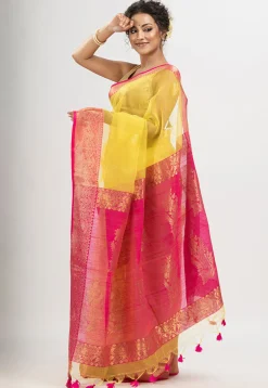 Handloom Art Silk Saree in Yellow