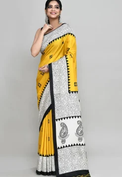 Handloom Art Silk Saree in Yellow
