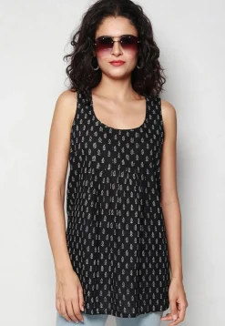Handloom Block Printed Pure Cotton Tunic in Black