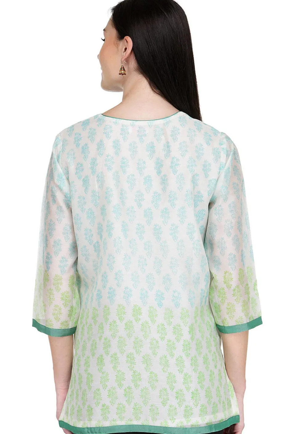 Handloom Block Printed Pure Chanderi Kurti in White