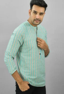 Handloom Cotton Kurta in Light Green