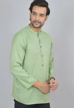 Handloom Cotton Kurta in Light Green