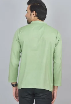 Handloom Cotton Kurta in Light Green