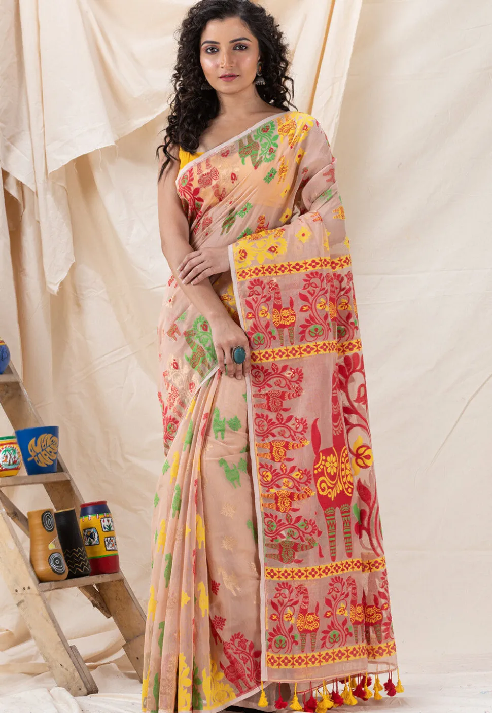 Handloom Cotton Saree in Beige