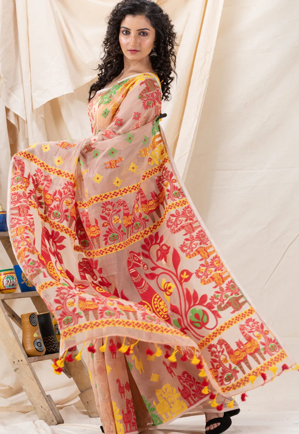 Handloom Cotton Saree in Beige