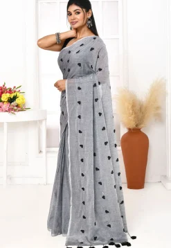 Handloom Cotton Saree in Grey