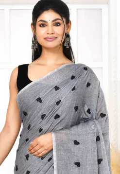 Handloom Cotton Saree in Grey