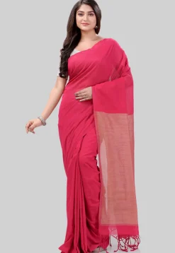 Handloom Cotton Saree in Pink