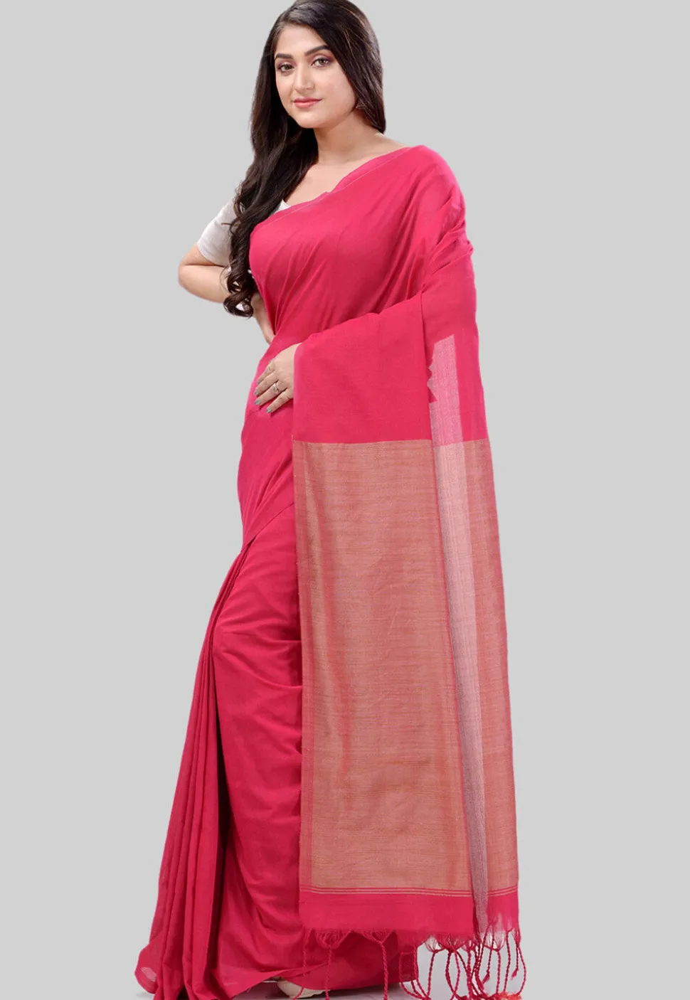Handloom Cotton Saree in Pink