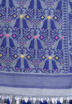 Handloom Cotton Saree in Light Grey