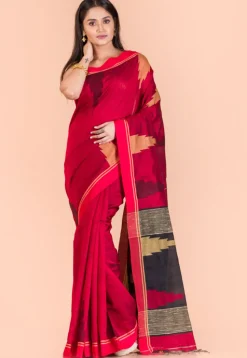 Handloom Cotton Saree in Red