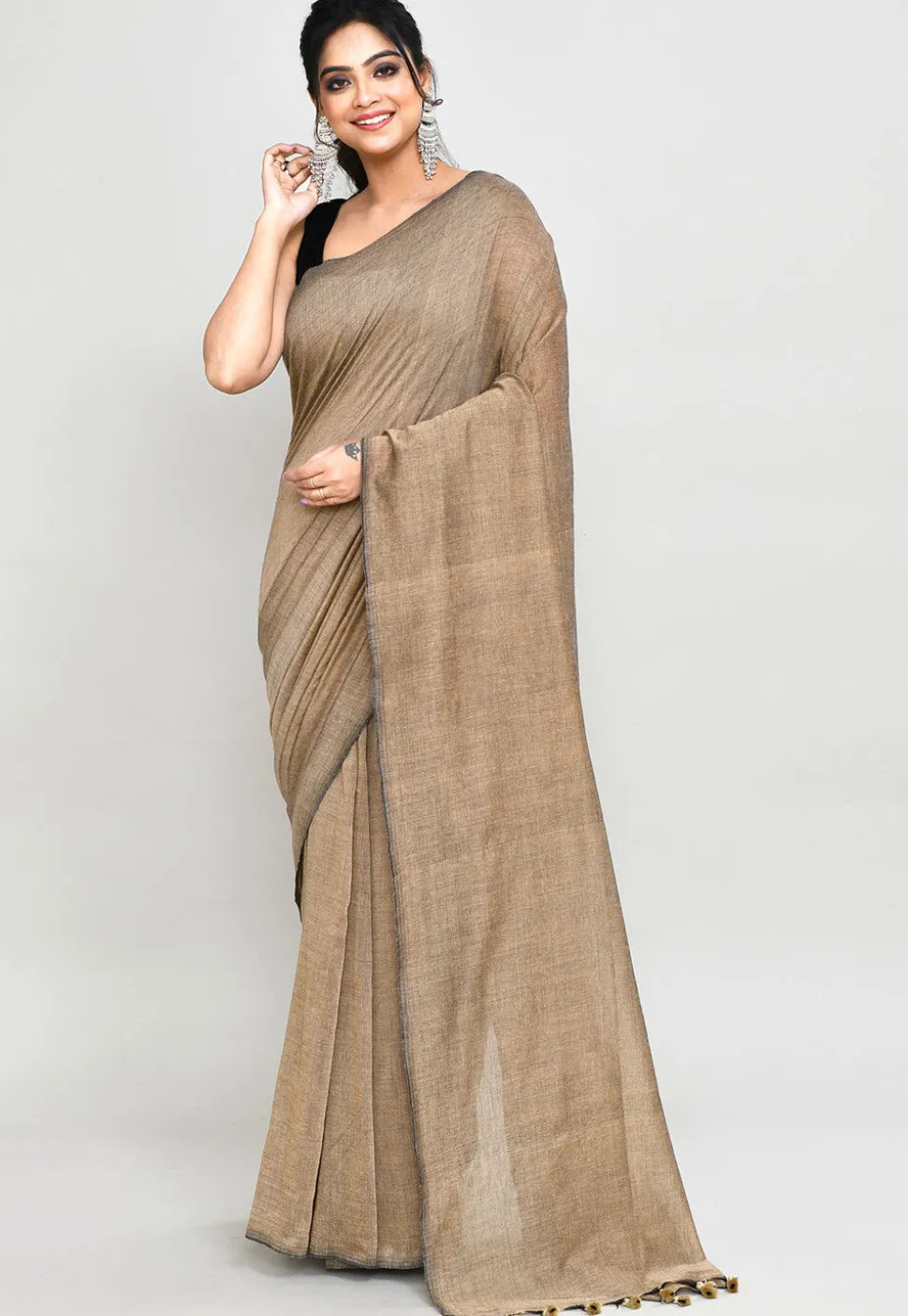 Handloom Cotton Saree in Beige
