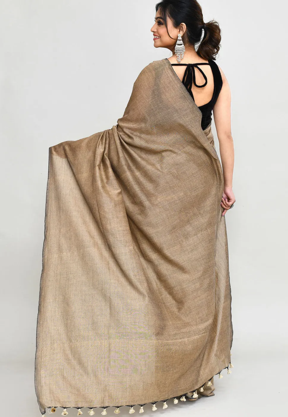 Handloom Cotton Saree in Beige