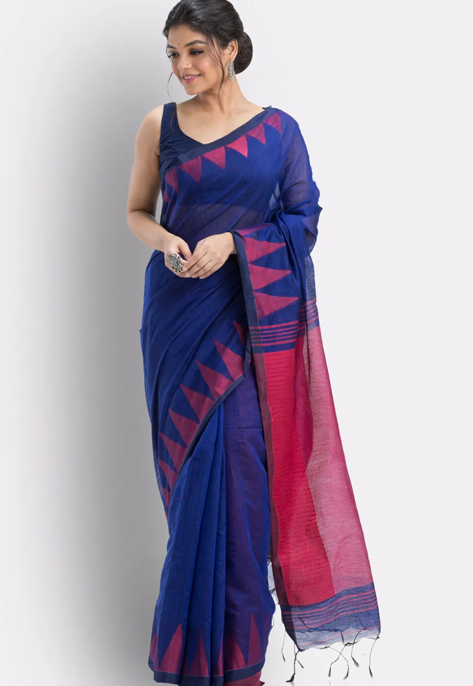 Handloom Cotton Saree in Royal Blue