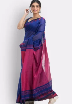 Handloom Cotton Saree in Royal Blue