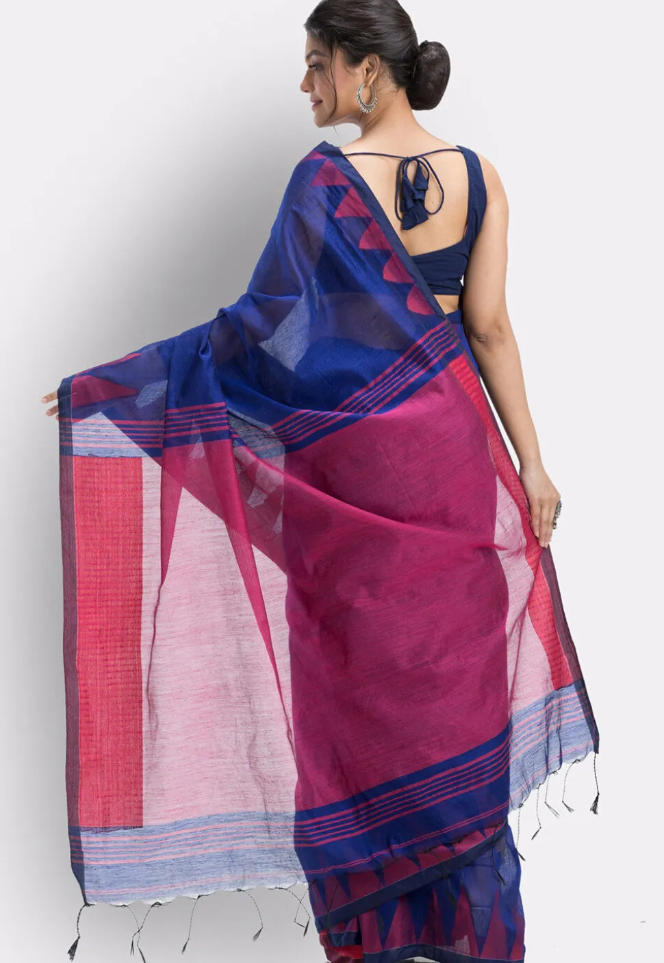 Handloom Cotton Saree in Royal Blue