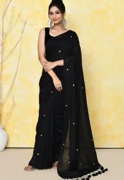 Handloom Cotton Saree in Black