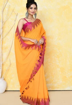 Handloom Cotton Saree in Mustard