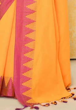 Handloom Cotton Saree in Mustard