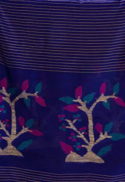 Handloom Cotton Saree in Dark Blue