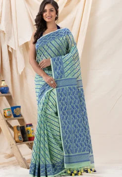 Handloom Cotton Saree in Pastel Green