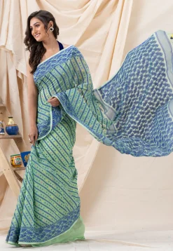 Handloom Cotton Saree in Pastel Green