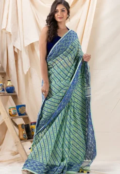 Handloom Cotton Saree in Pastel Green